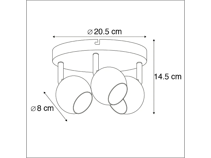 Spot rond rétro en laiton avec plaque de plafond 3 lumières - Gissi
