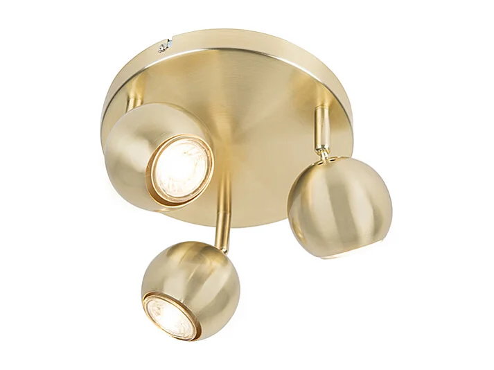 Spot rond rétro en laiton avec plaque de plafond 3 lumières - Gissi