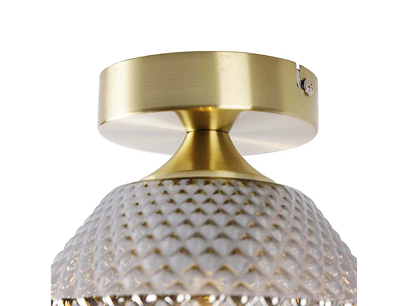 Plafonnier Art Déco en laiton avec verre fumé - Karce