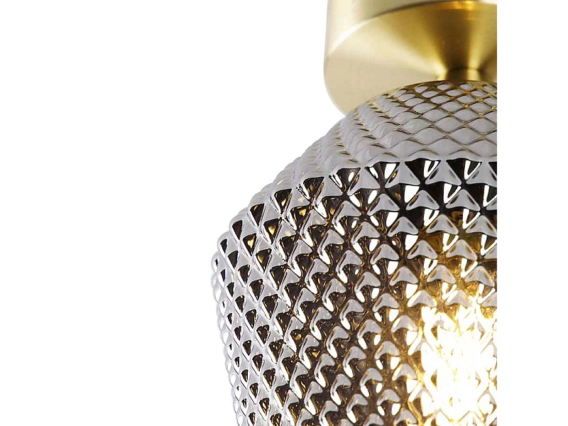 Plafonnier Art déco en laiton avec verre fumé - Karce