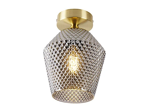 Plafonnier Art déco en laiton avec verre fumé - Karce