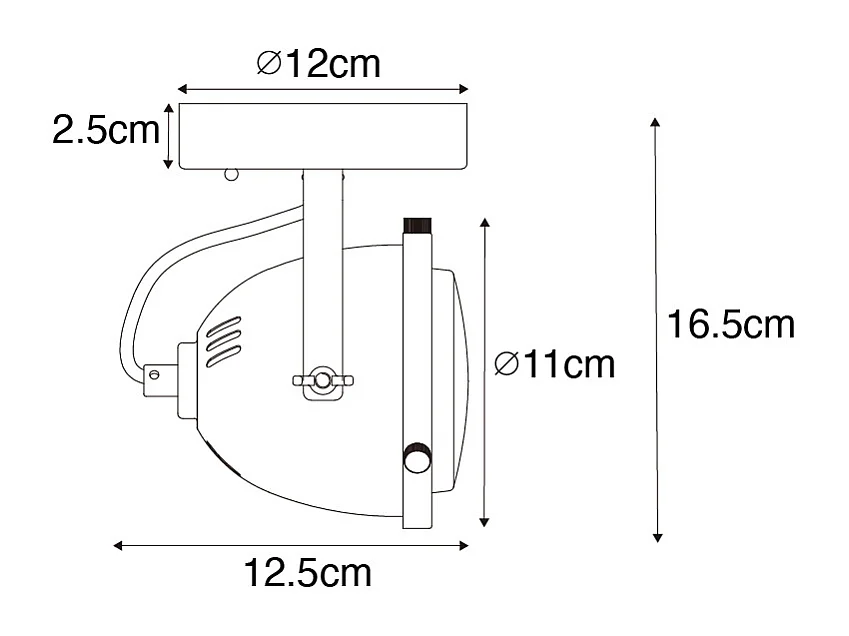 Spot industriel noir orientable - Emado
