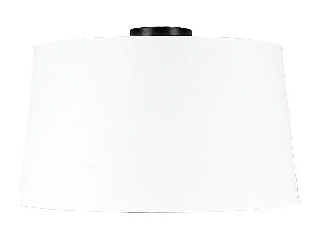 Plafonnier noir mat avec abat-jour blanc 45 cm - Combi