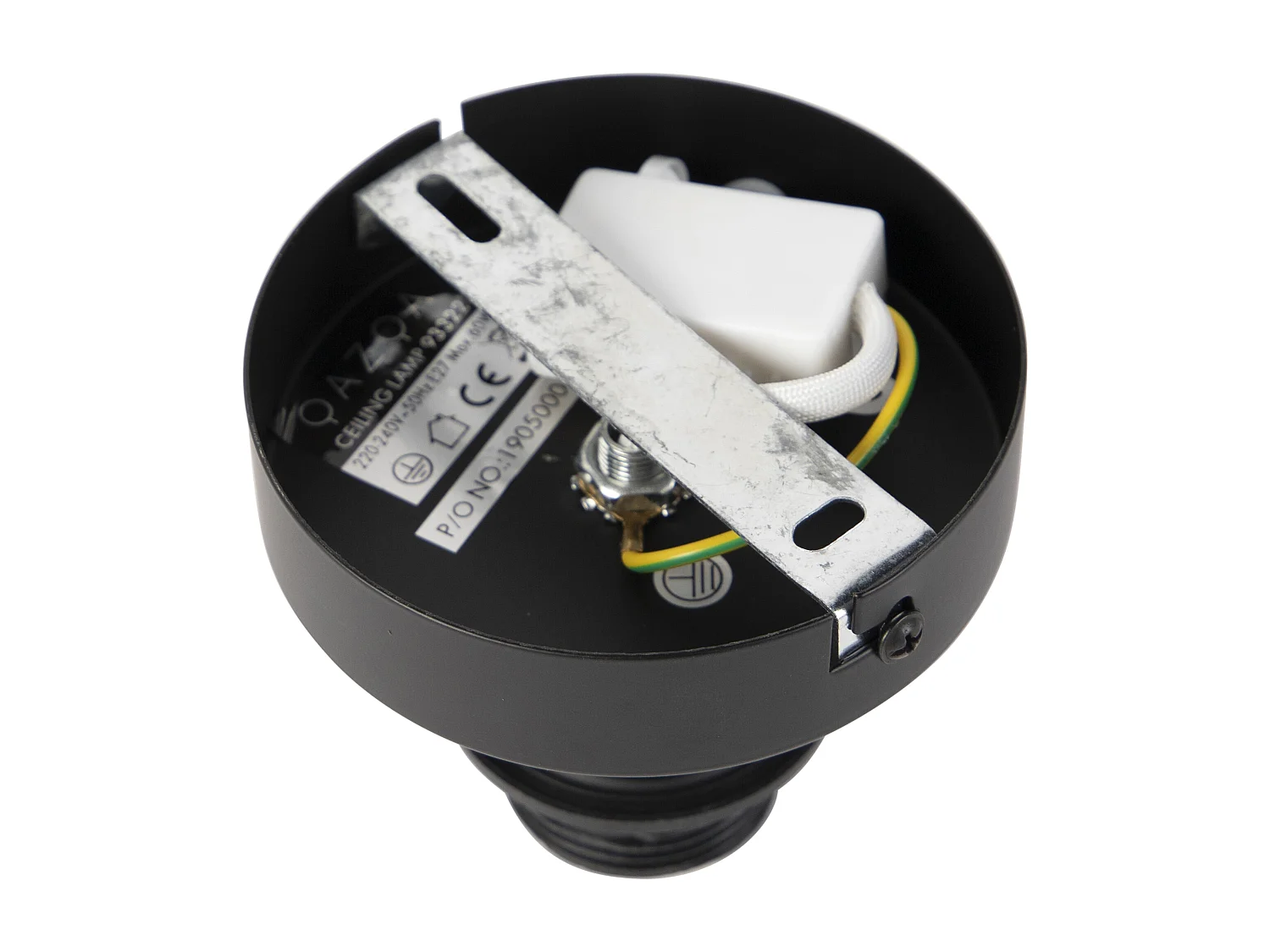 Plafonnier noir mat avec abat-jour blanc 45 cm - Combi