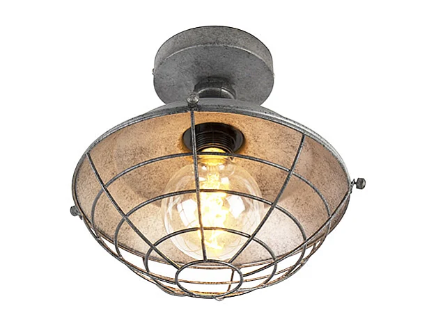 Plafonnier industriel argent antique 25,5 cm - Course