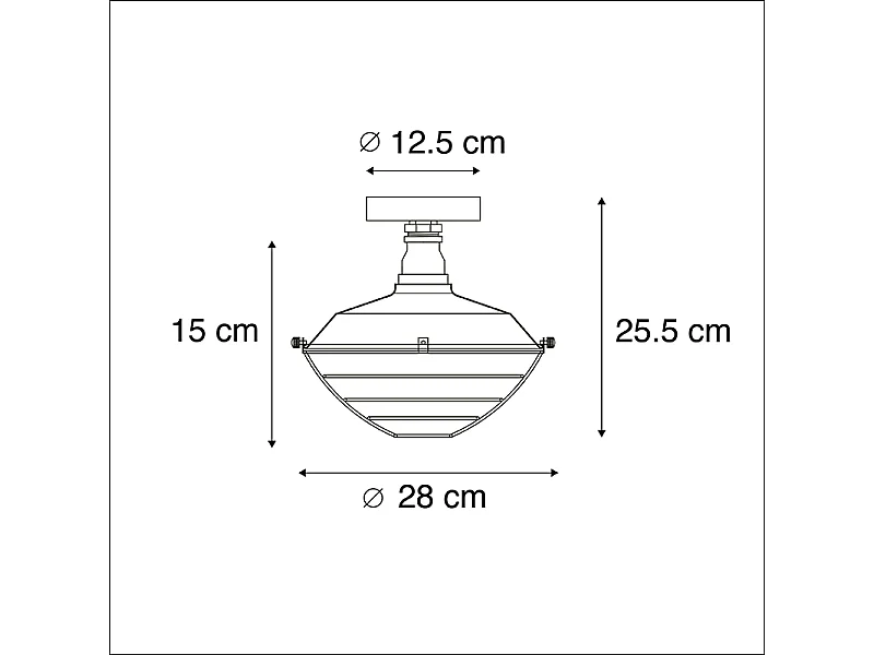 Plafonnier industriel argent antique 25,5 cm - Course