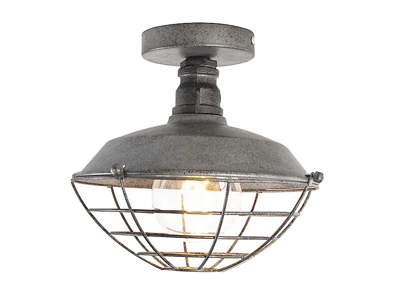 Plafonnier industriel argent antique 25,5 cm - Course