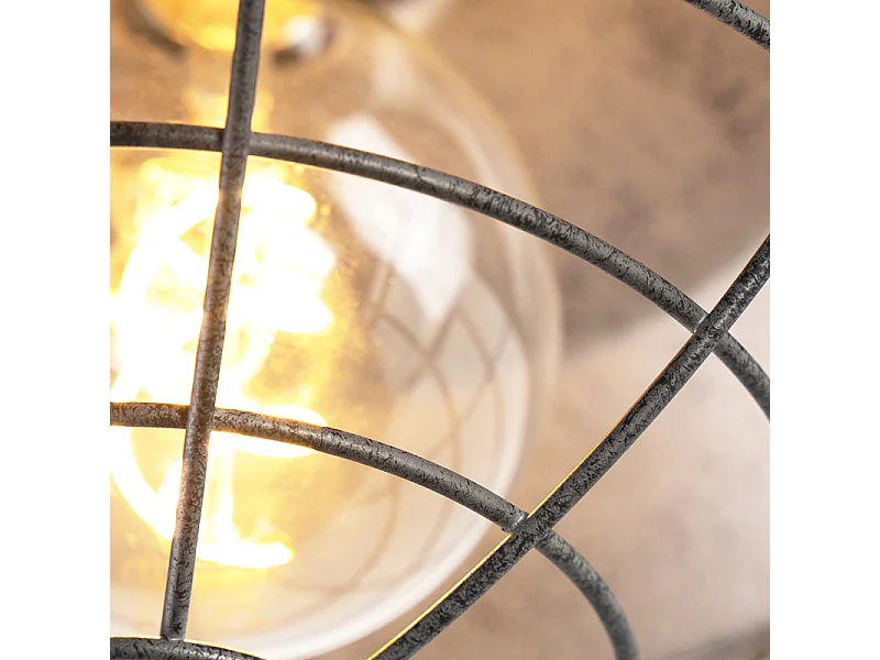 Plafonnier industriel argent antique 25,5 cm - Course