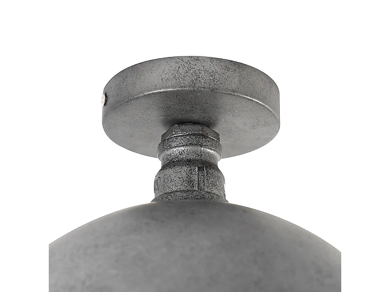 Plafonnier industriel argent vieilli 25,5 cm - Course
