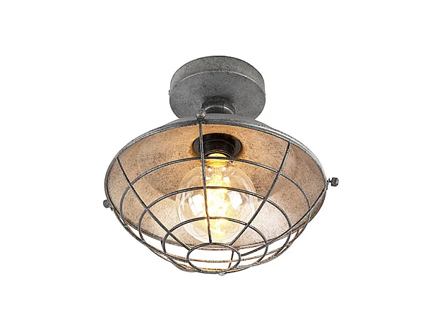 Plafonnier industriel argent antique 25,5 cm - Course