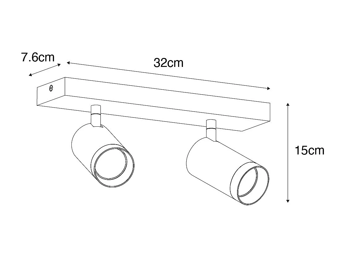 Spot de plafond noir doré orientable 2 lumières - Jeana Luxe