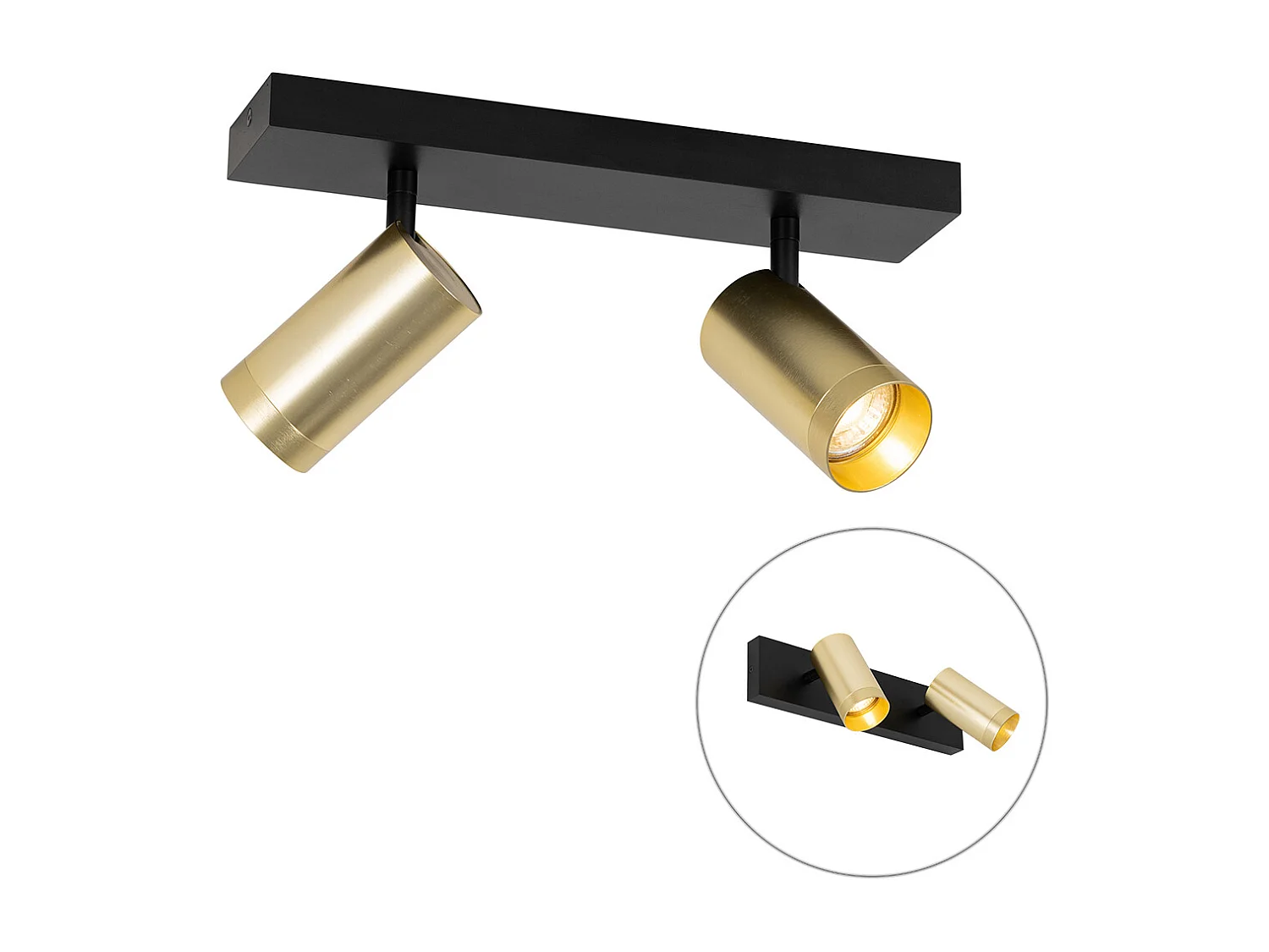 Spot de plafond noir avec or réglable 2 lumières - Jeana Luxe