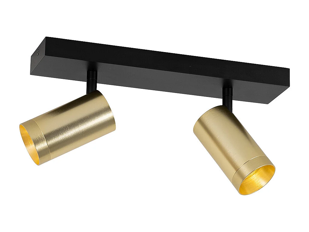 Spot de plafond noir avec or réglable 2 lumières - Jeana Luxe