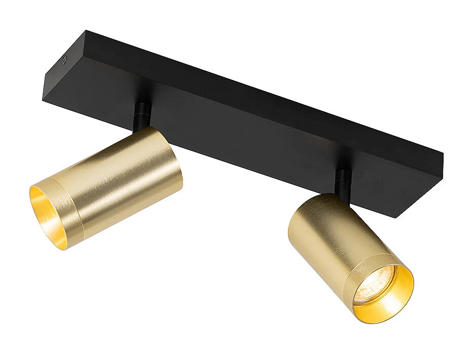 Spot de plafond noir avec or réglable 2 lumières - Jeana Luxe