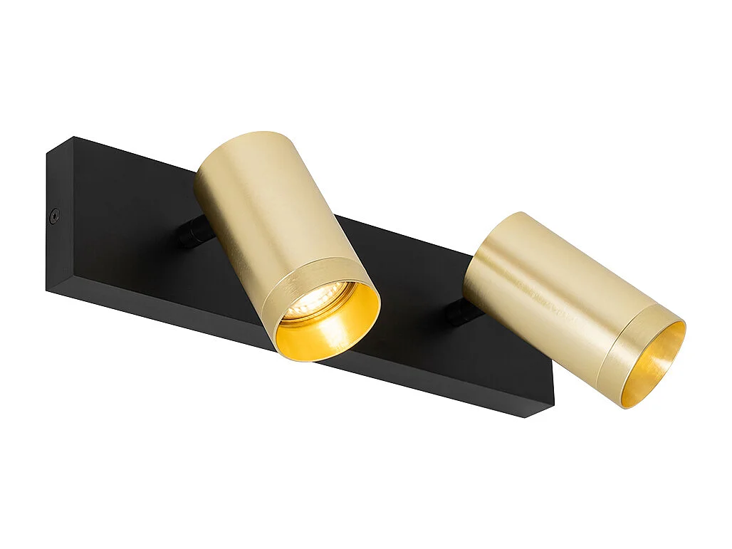 Spot de plafond noir avec or réglable 2 lumières - Jeana Luxe