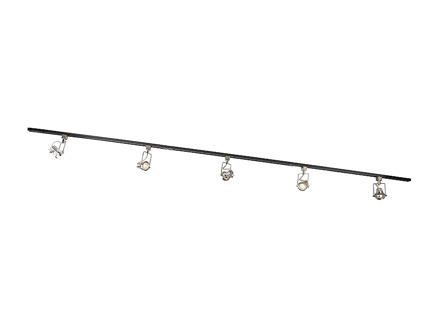 Rail 1 phase intelligent noir avec acier incluant 5 ampoules WiFi GU10 - Iconic Suplux