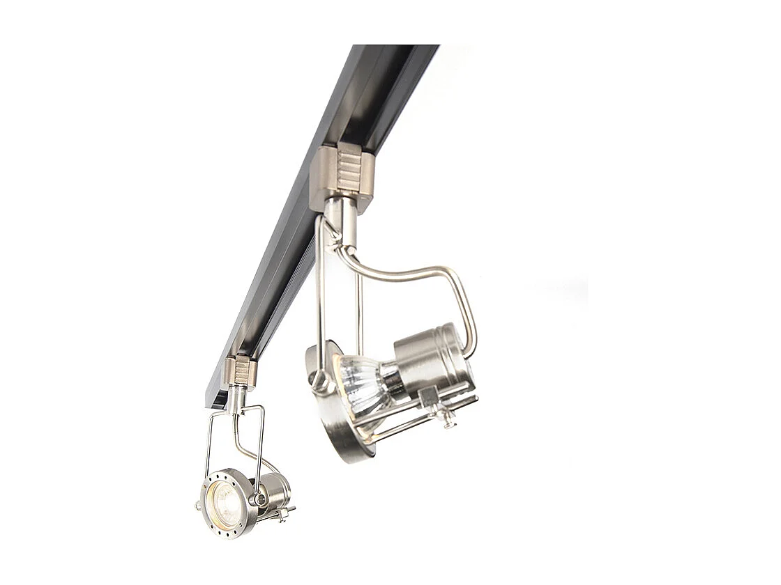 Rail 1 phase intelligent noir avec acier incluant 5 ampoules WiFi GU10 - Iconic Suplux