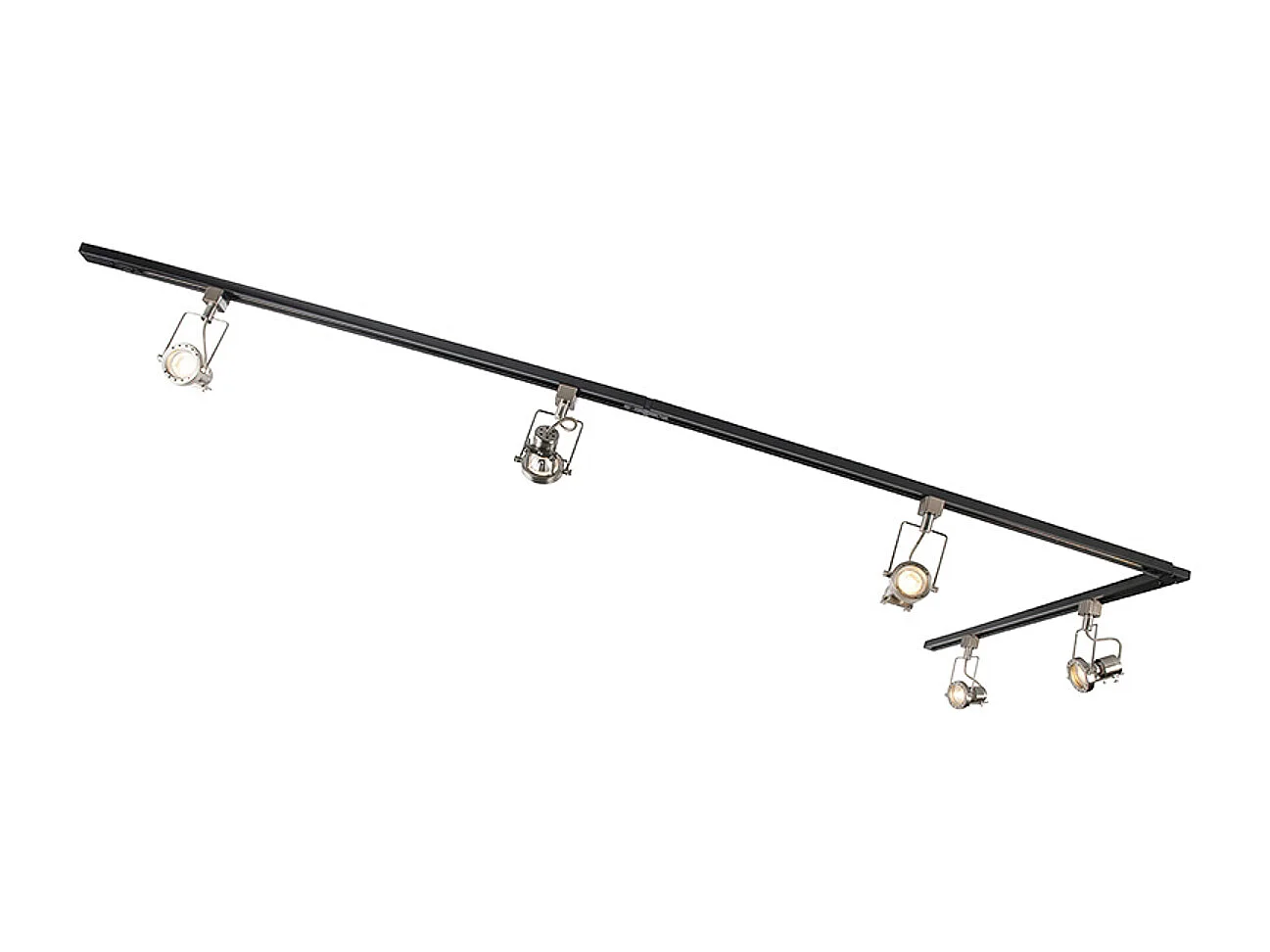 Rail 1 phase intelligent noir avec acier incluant 5 ampoules WiFi GU10 - Iconic Suplux