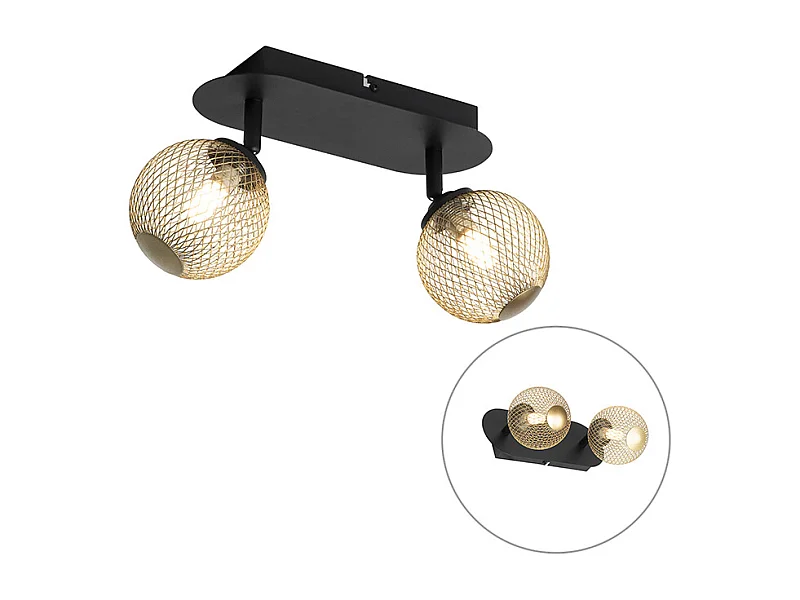 Spot noir avec or 2 lumières - Athènes Wire