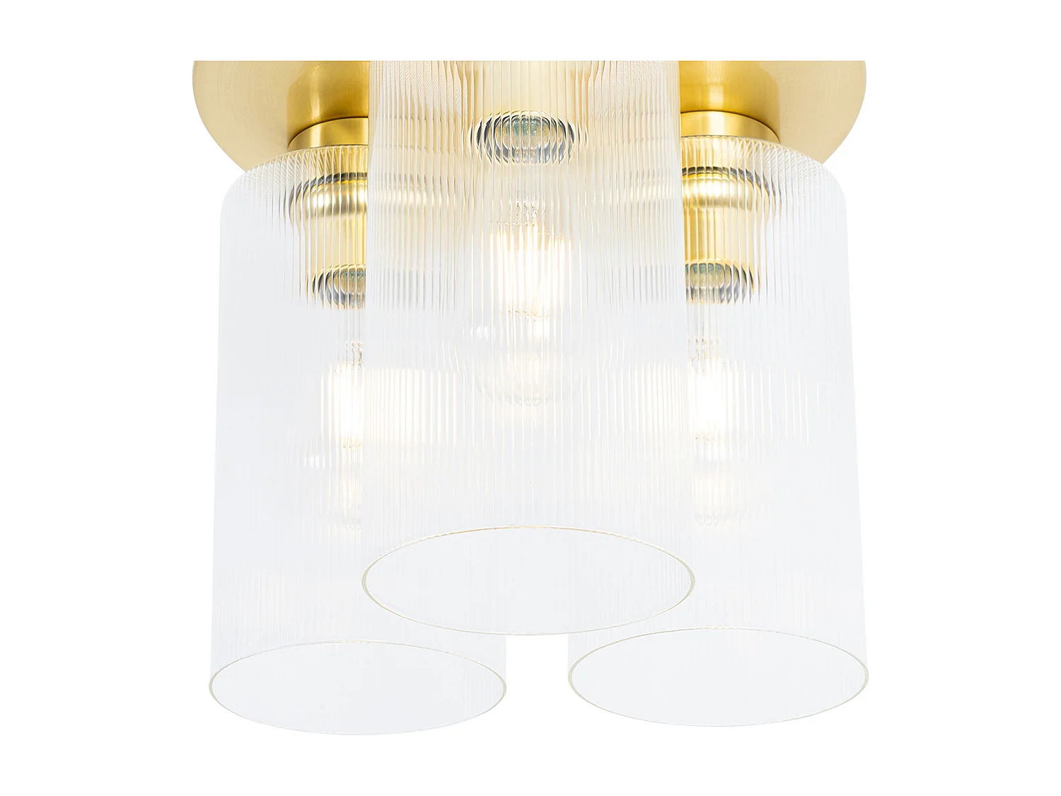 Plafonnier Art Déco doré avec verre 3 lumières - Laura