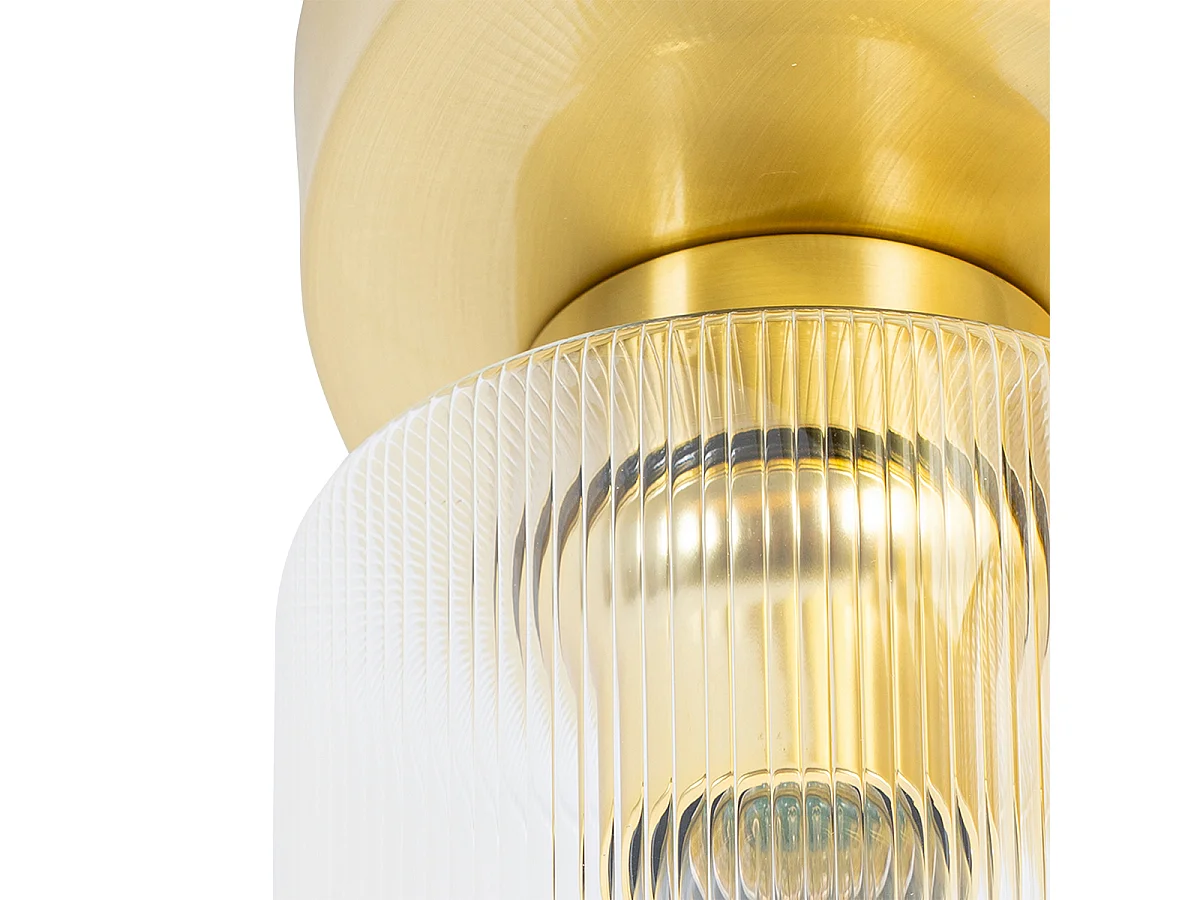 Plafonnier Art Déco doré avec verre 3 lumières - Laura