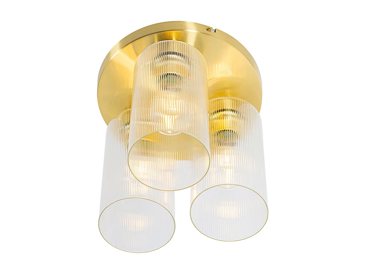 Plafonnier Art Déco doré avec verre 3 lumières - Laura