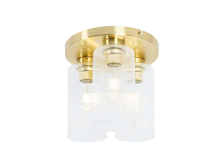 Plafonnier Art Déco doré avec verre 3 lumières - Laura