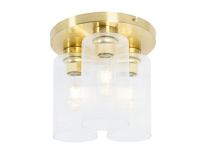 Plafonnier Art Déco doré avec verre 3 lumières - Laura