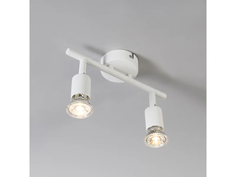 Spot moderne blanc inclinable 2 lumières - Jeany