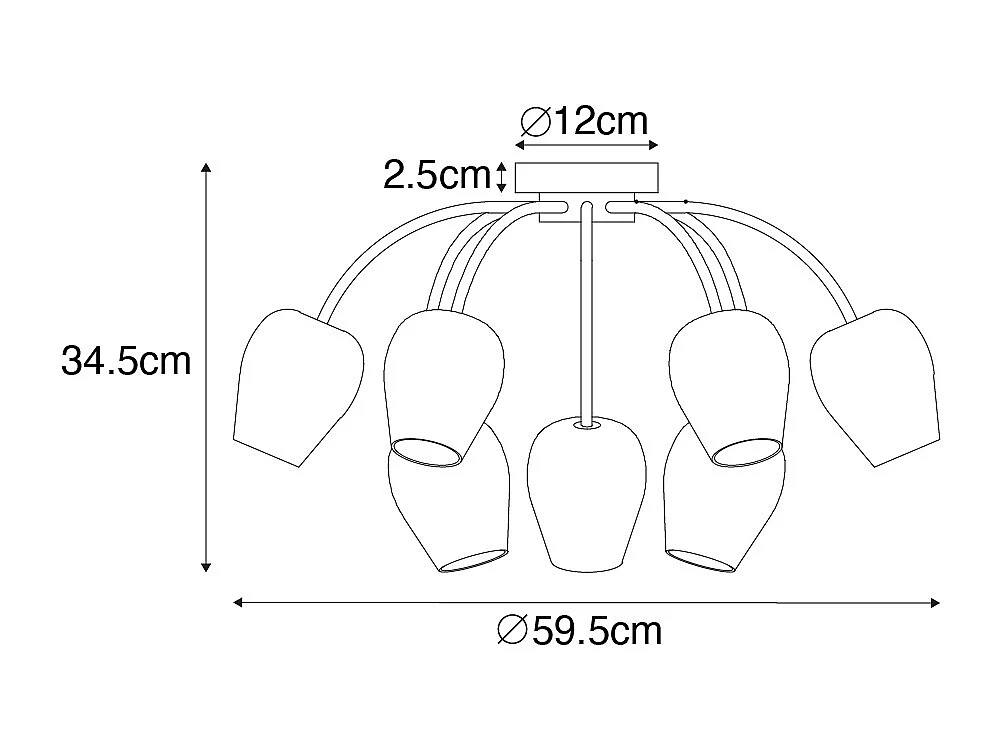 Plafonnier classique or avec verre 9 lumières - Elien