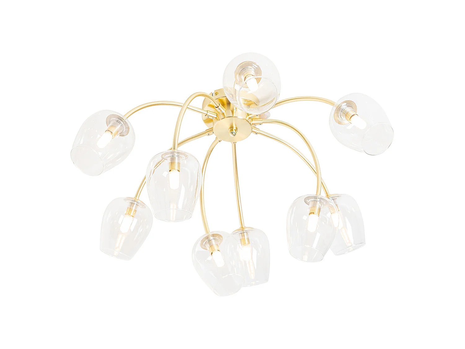 Plafonnier classique or avec verre 9 lumières - Elien