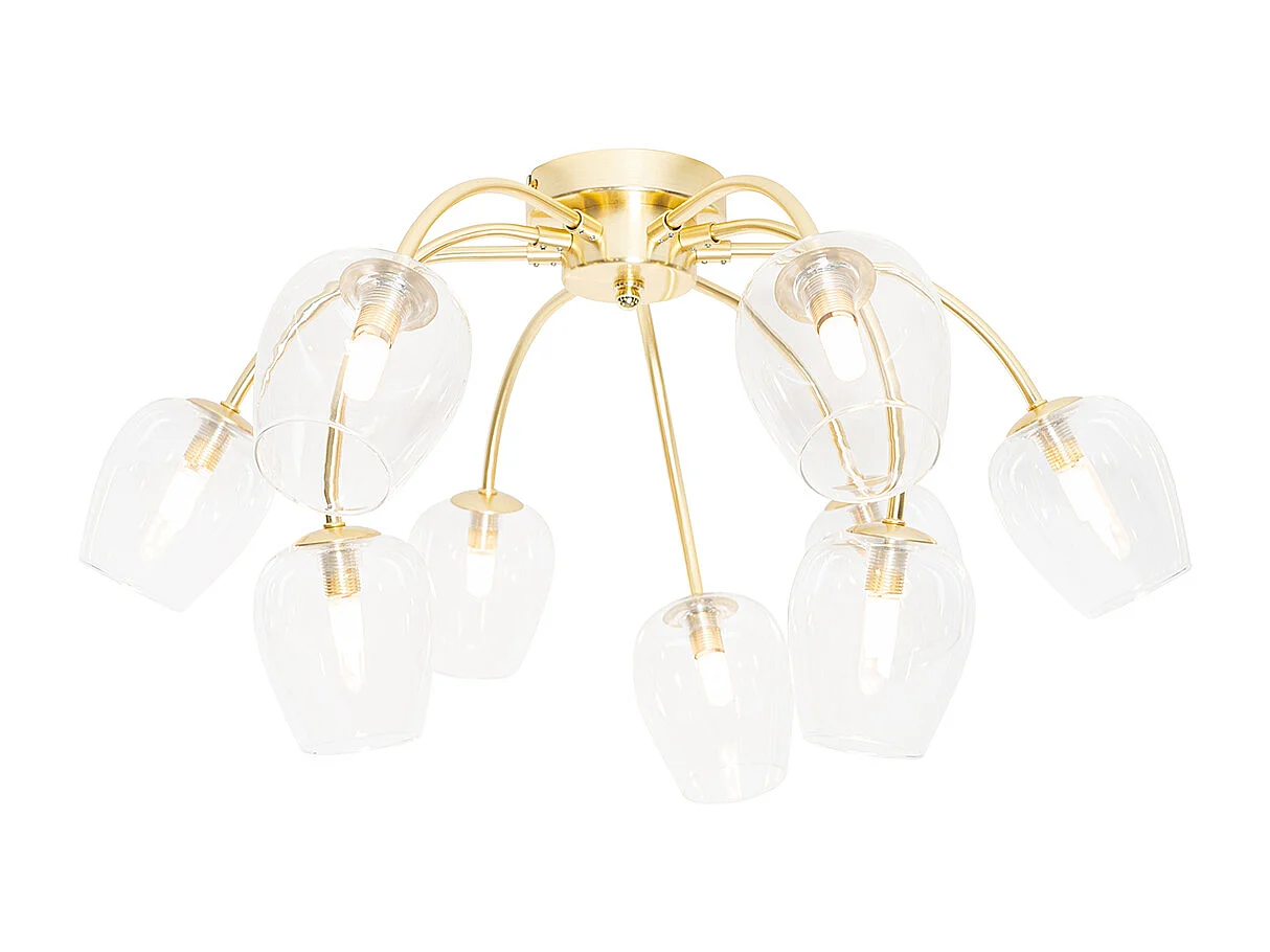 Plafonnier classique or avec verre 9 lumières - Elien