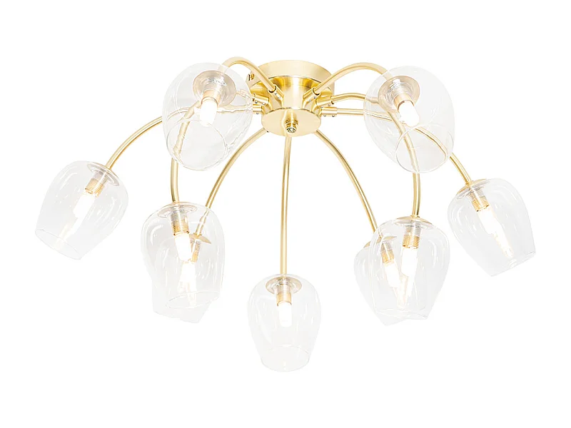Plafonnier classique doré avec verre 9 lumières - Elien