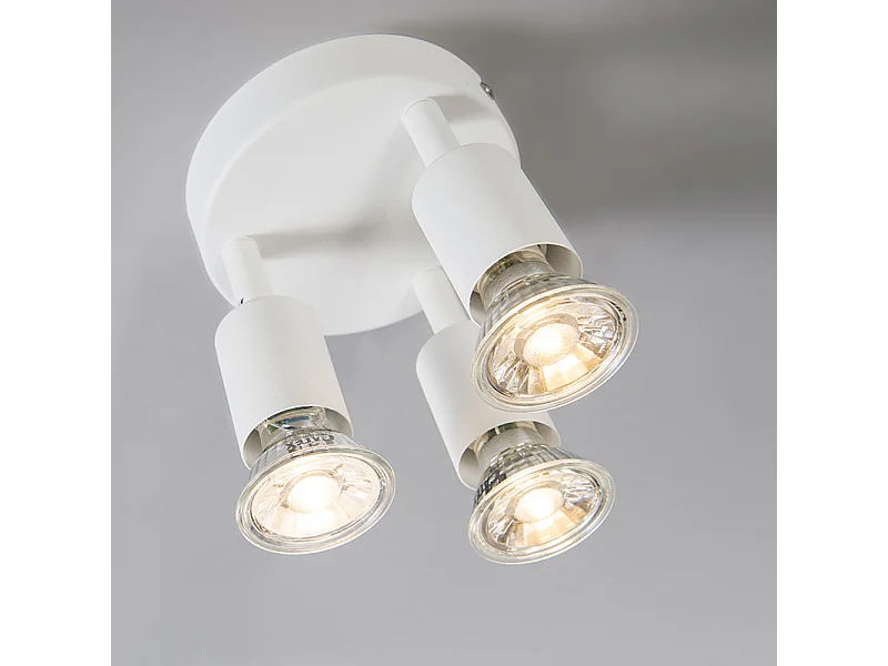 Spot moderne blanc orientable rond 3 lumières - Jeany