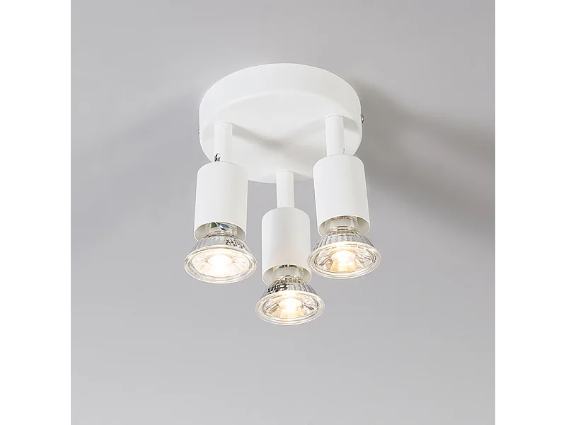 Spot moderne blanc orientable rond 3 lumières - Jeany