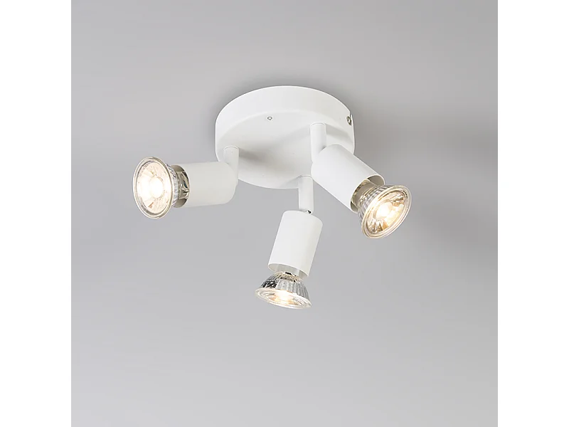 Spot moderne blanc orientable rond 3 lumières - Jeany
