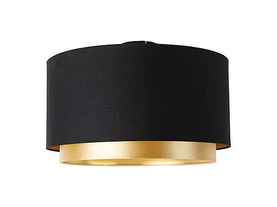 Plafonnier moderne noir avec abat-jour duo or 47 cm - Combi