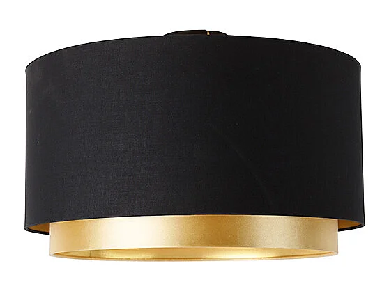 Plafonnier moderne noir avec or 47 cm double abat-jour - Combi