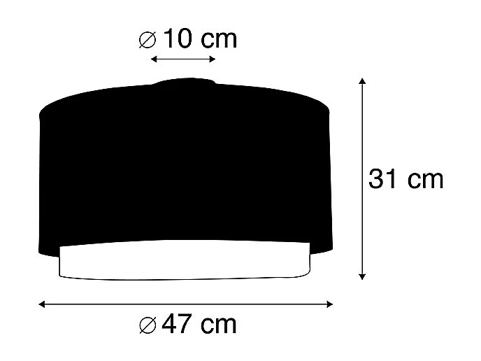 Plafonnier moderne noir avec or 47 cm double abat-jour - Combi
