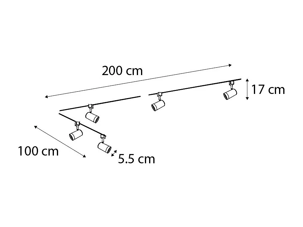 Système d'éclairage sur rail intelligent blanc 1 phase 5 lumières avec Wifi GU10 - Iconic Jeana