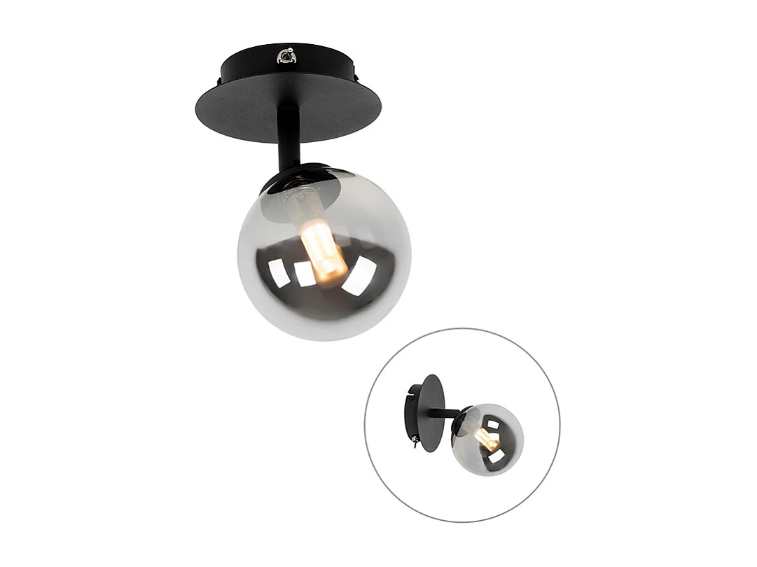 Spot rural noir orientable avec verre fumé - ATENAS