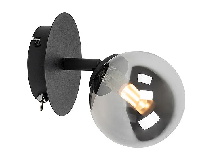 Spot rural noir orientable avec verre fumé - ATENAS