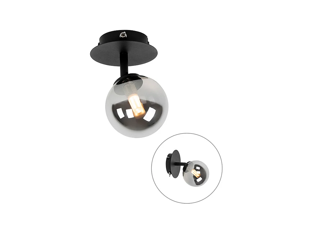 Spot rural noir orientable avec verre fumé - ATENAS