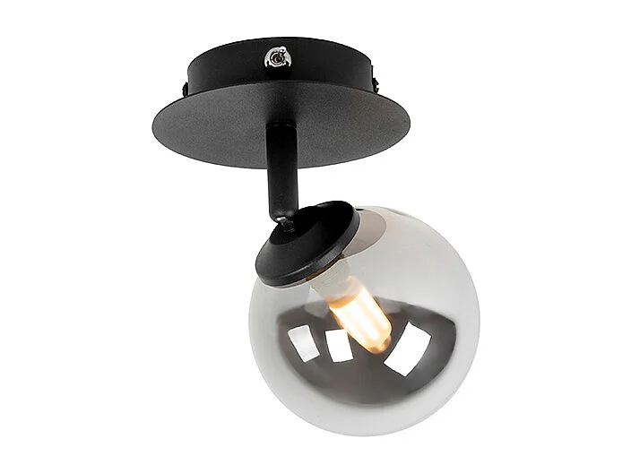 Spot encastré rustique noir réglable avec verre fumé - Athènes