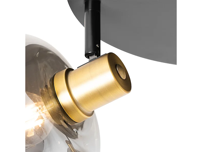 Spot de plafond noir avec or et verre fumé 3 lumières - Zuzanna