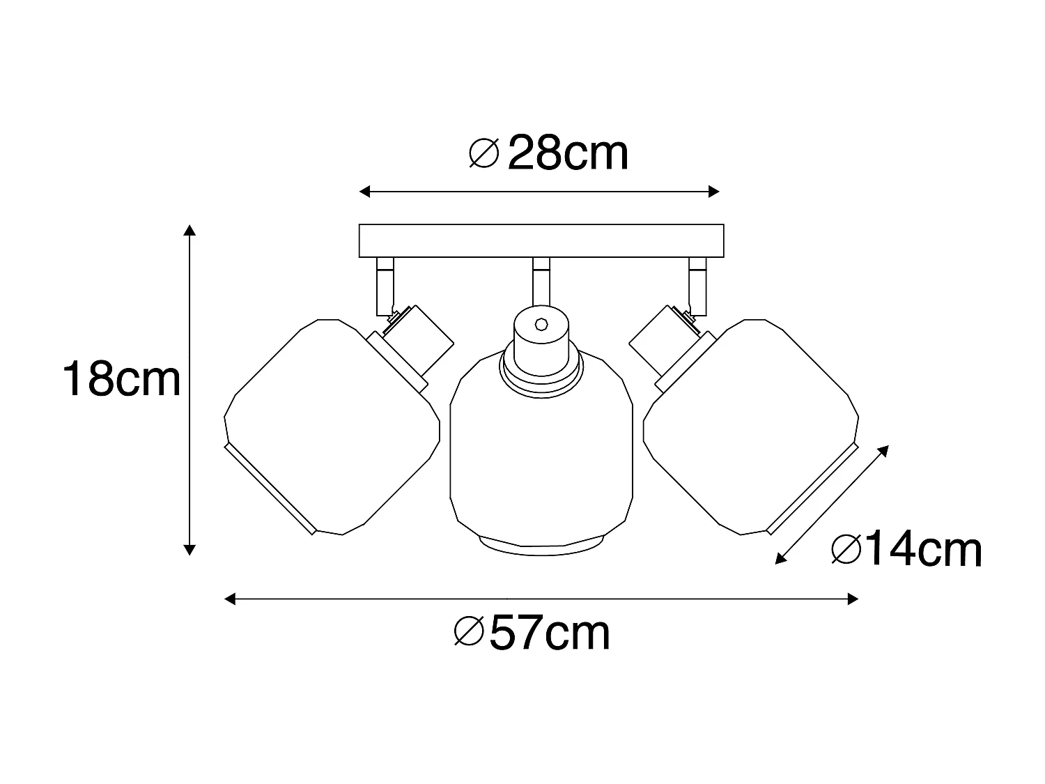 Spot de plafond noir avec or et verre fumé 3 lumières - Zuzanna