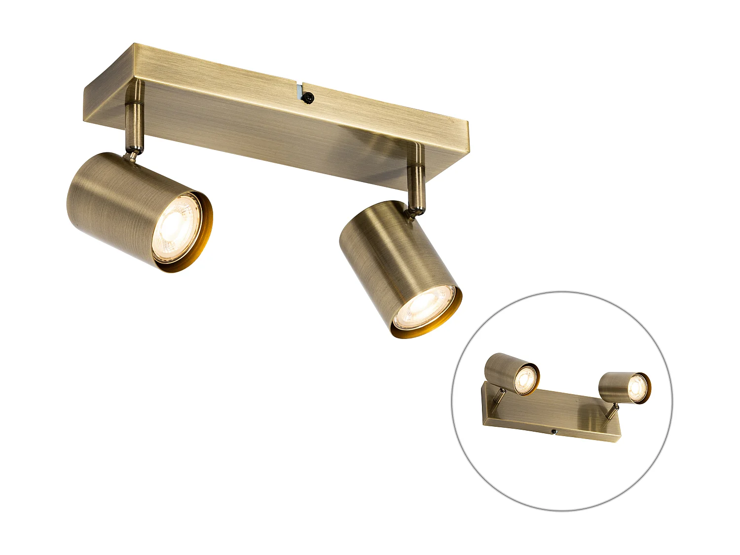 Plafonnier moderne bronze 2 lumières orientable rectangulaire - Jeana