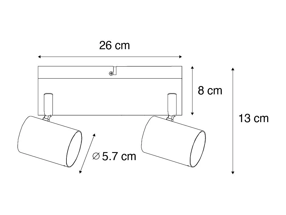 Plafonnier moderne bronze 2 lumières orientable rectangulaire - Jeana