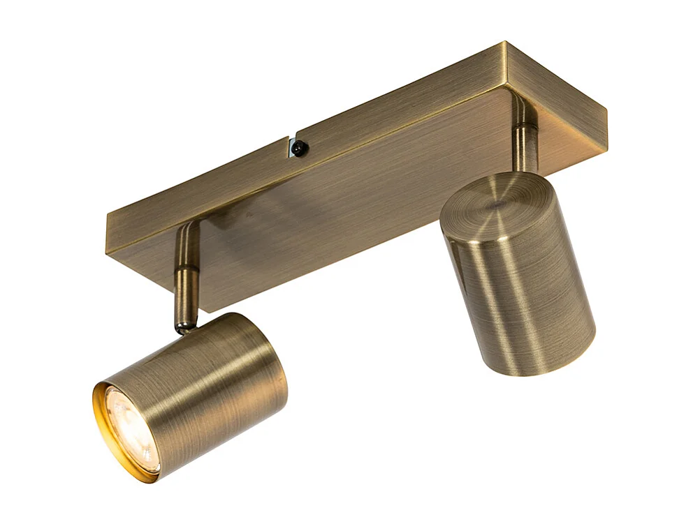 Plafonnier moderne bronze 2 lumières orientable rectangulaire - Jeana