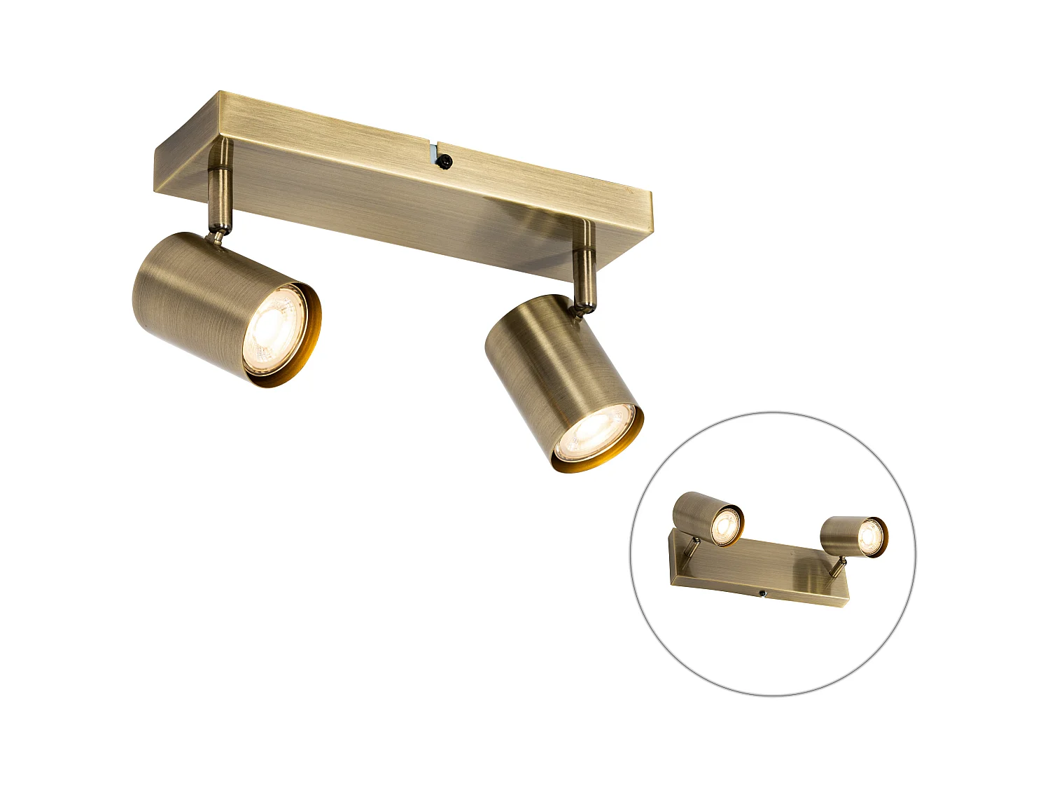 Plafonnier moderne bronze 2 lumières orientable rectangulaire - Jeana